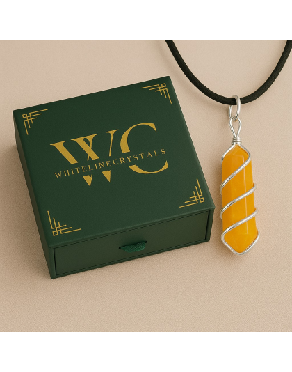Yellow Aventurine Double-Pointed Pendant Wrapped in silver-Plated Copper