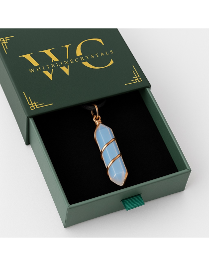 Opal Double-Pointed Pendant Wrapped in Rose Gold-Plated Copper