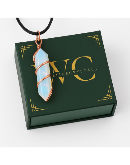 Opal Double-Pointed Pendant Wrapped in Rose Gold-Plated Copper