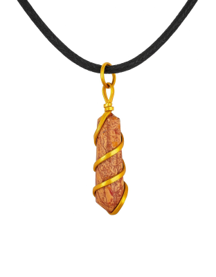 Mariam jasper Double-Pointed Pendant Wrapped in Rose Gold-Plated Copper